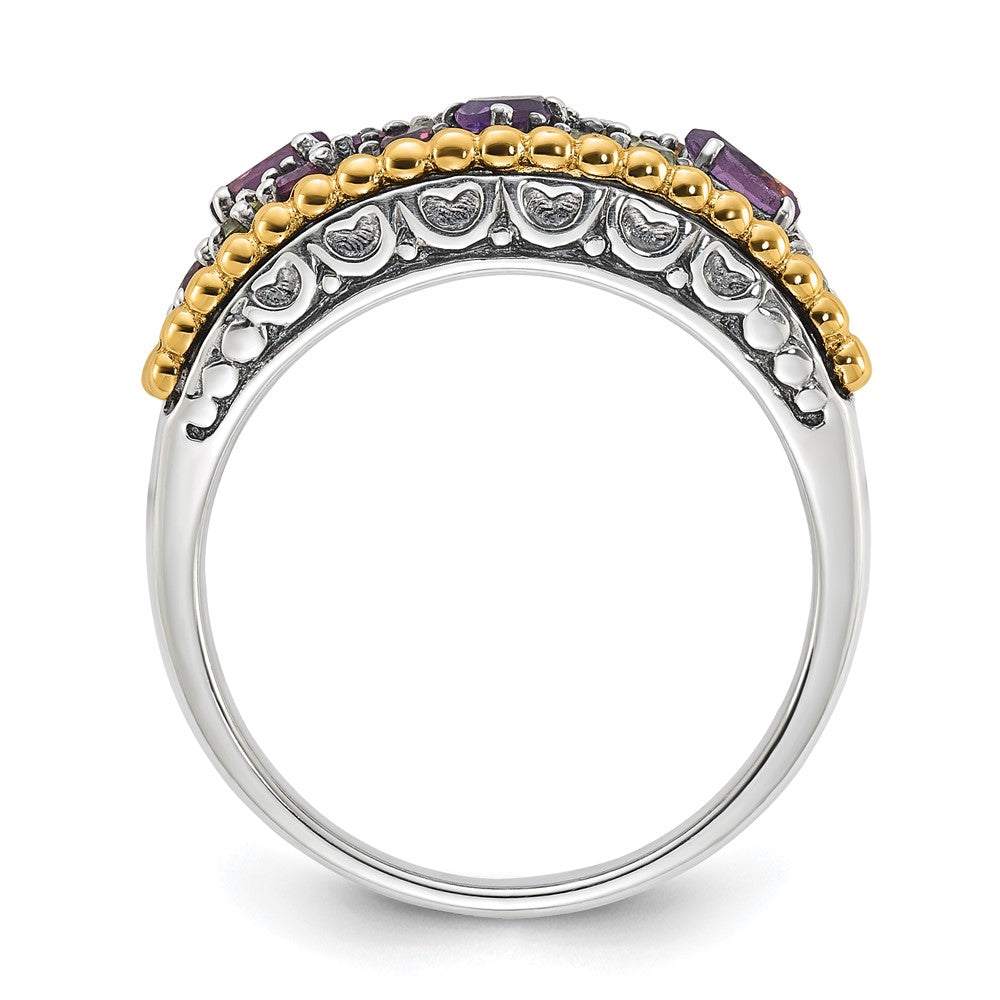 14K/silver Bicolor Sterlingsilber 14K Akzente Multi Edelstein Ring (size 8 Nur)