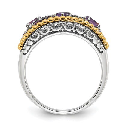 14K/silver Bicolor Sterlingsilber 14K Akzente Multi Edelstein Ring (size 8 Nur)