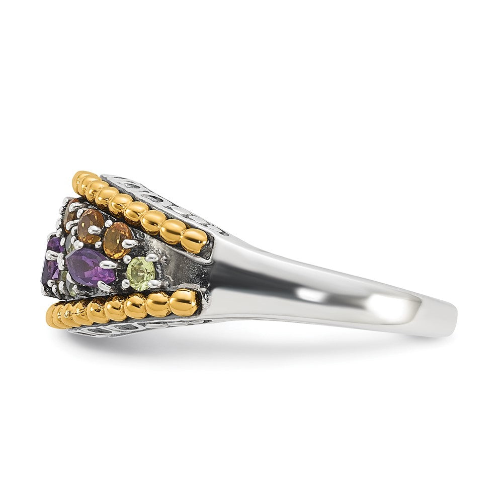 14K/silver Bicolor Sterlingsilber 14K Akzente Multi Edelstein Ring (size 8 Nur)