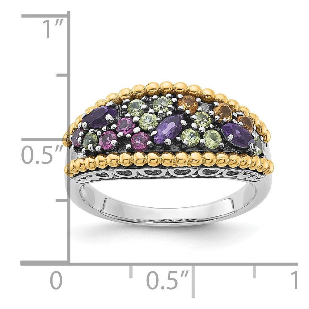 14K/silver Bicolor Sterlingsilber 14K Akzente Multi Edelstein Ring (size 8 Nur)