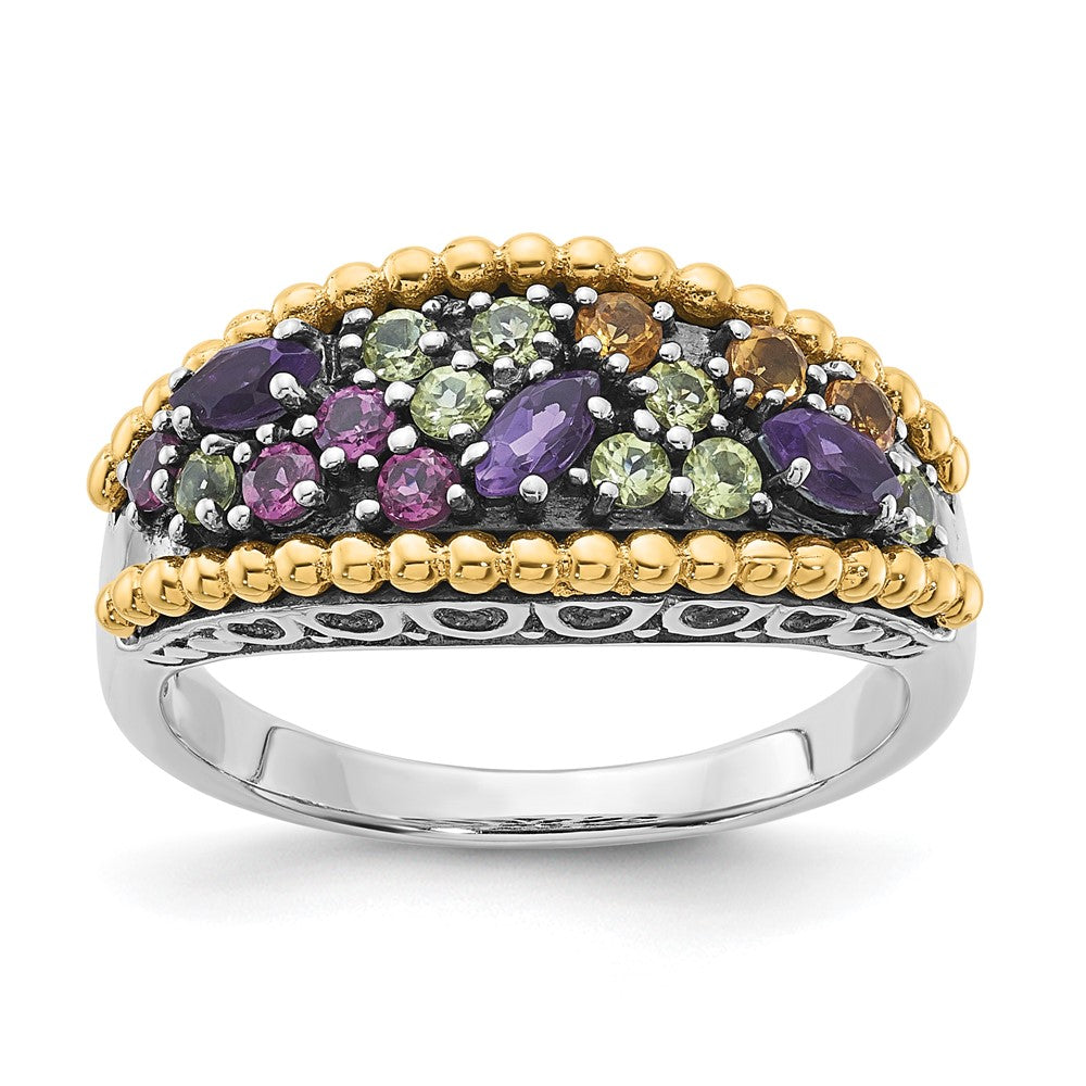 14K/silver Bicolor Sterlingsilber 14K Akzente Multi Edelstein Ring (size 8 Nur)