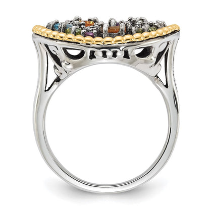 14K/silver Bicolor Sterlingsilber 14K Akzente 1.88tw Multi Edelstein Ring (size 8 Nur)