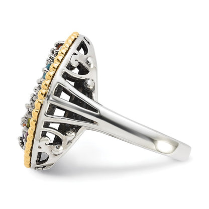 14K/silver Bicolor Sterlingsilber 14K Akzente 1.88tw Multi Edelstein Ring (size 8 Nur)