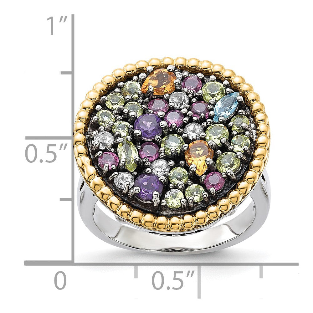 14K/silver Bicolor Sterlingsilber 14K Akzente 1.88tw Multi Edelstein Ring (size 8 Nur)