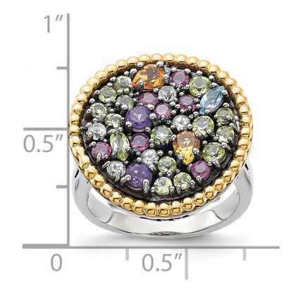 14K/silver Bicolor Sterlingsilber 14K Akzente 1.88tw Multi Edelstein Ring (size 8 Nur)