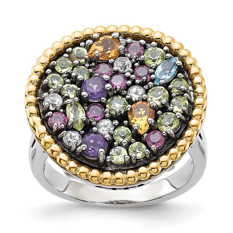 14K/silver Bicolor Sterlingsilber 14K Akzente 1.88tw Multi Edelstein Ring (size 8 Nur)
