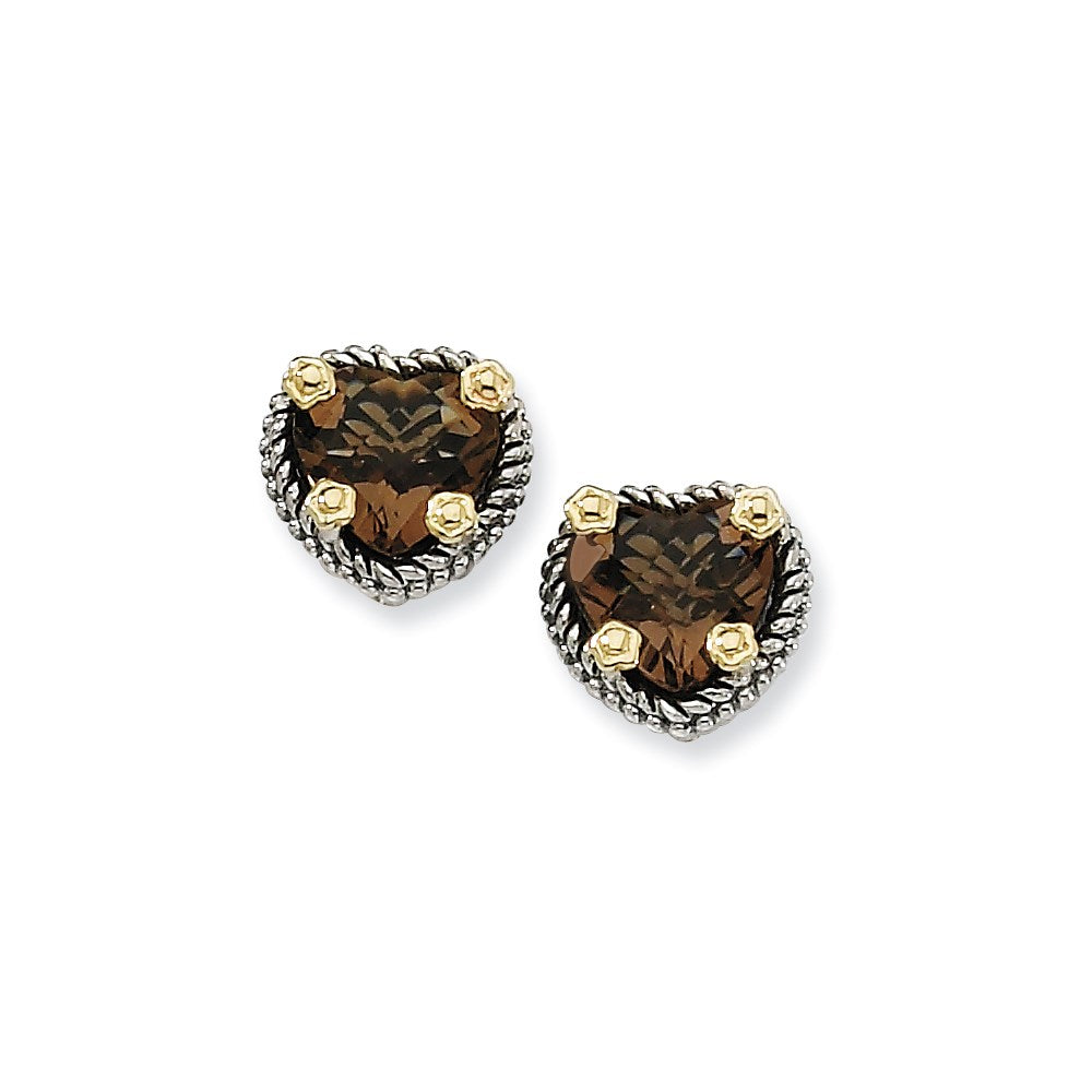 Sterlingsilber mit 14K/silver Bicolor Rauch Quarz Ohrringe