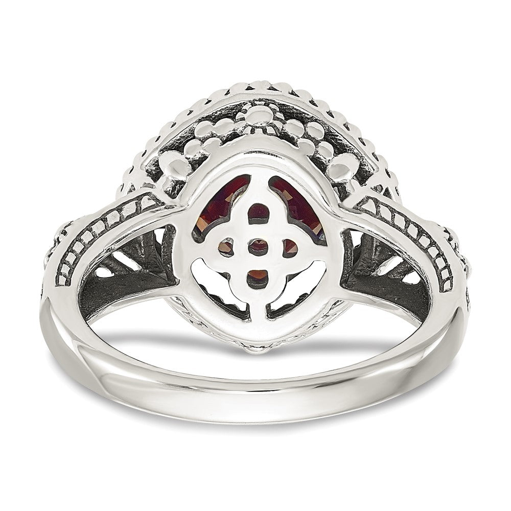14K/silver Bicolor Shey Couture Sterlingsilber mit 14K Akzente Antikisiert Schachbrett Kissen Granat Ring