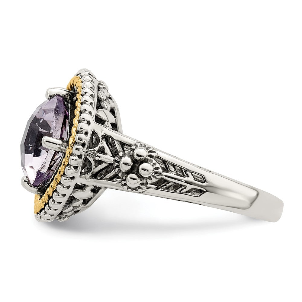 14K/silver Bicolor Shey Couture Sterlingsilber mit 14K Akzente Antikisiert Kissen Rosa Quarz Ring