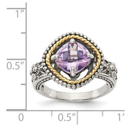 14K/silver Bicolor Shey Couture Sterlingsilber mit 14K Akzente Antikisiert Kissen Rosa Quarz Ring