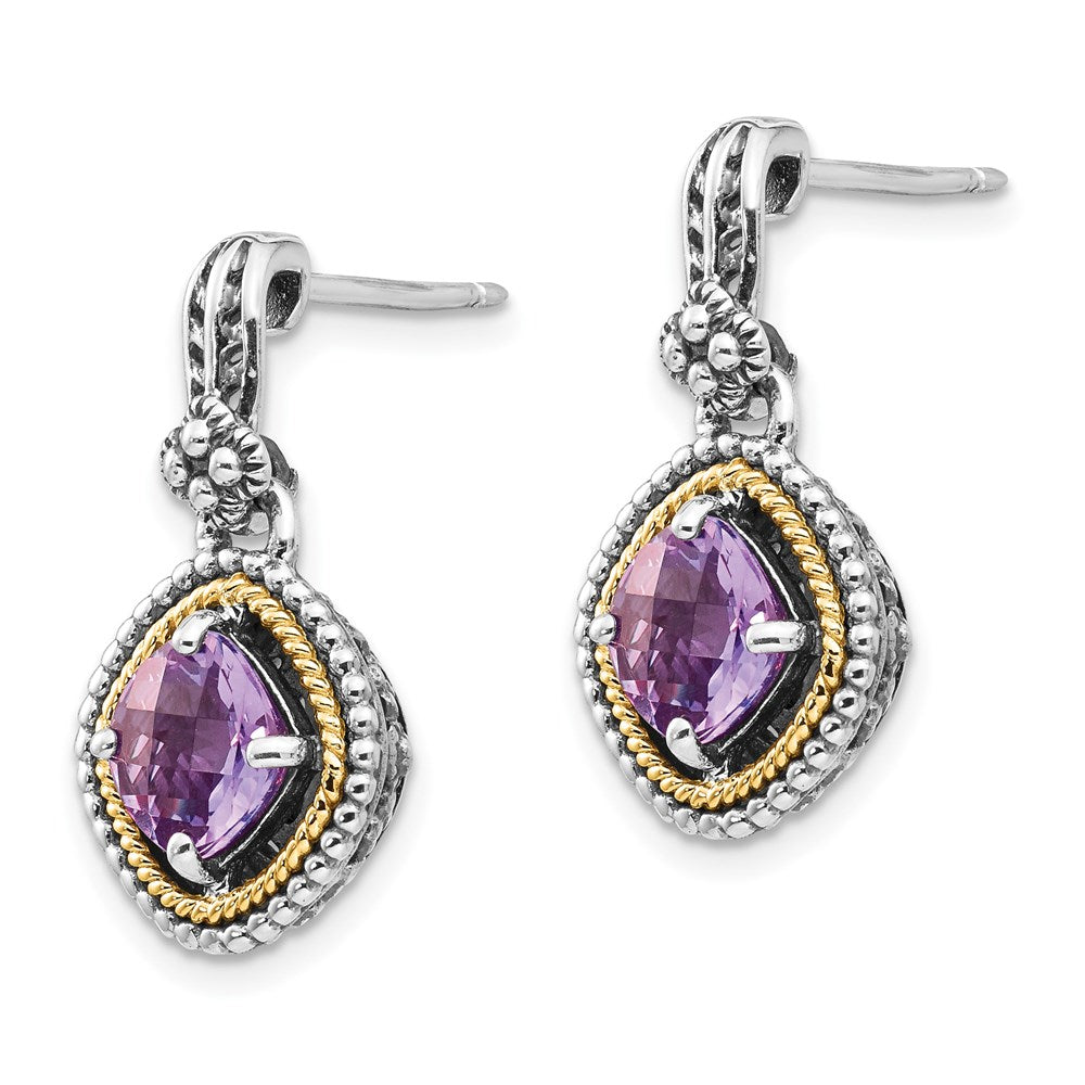 14K/silver Bicolor Shey Couture Sterlingsilber mit 14K Akzente Antikisiert Kissen Amethyst Stecker Ohrhänger