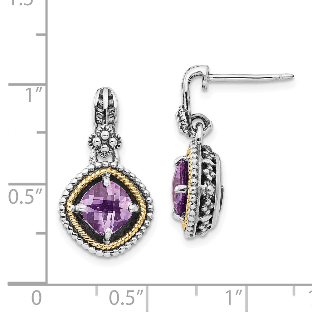14K/silver Bicolor Shey Couture Sterlingsilber mit 14K Akzente Antikisiert Kissen Amethyst Stecker Ohrhänger