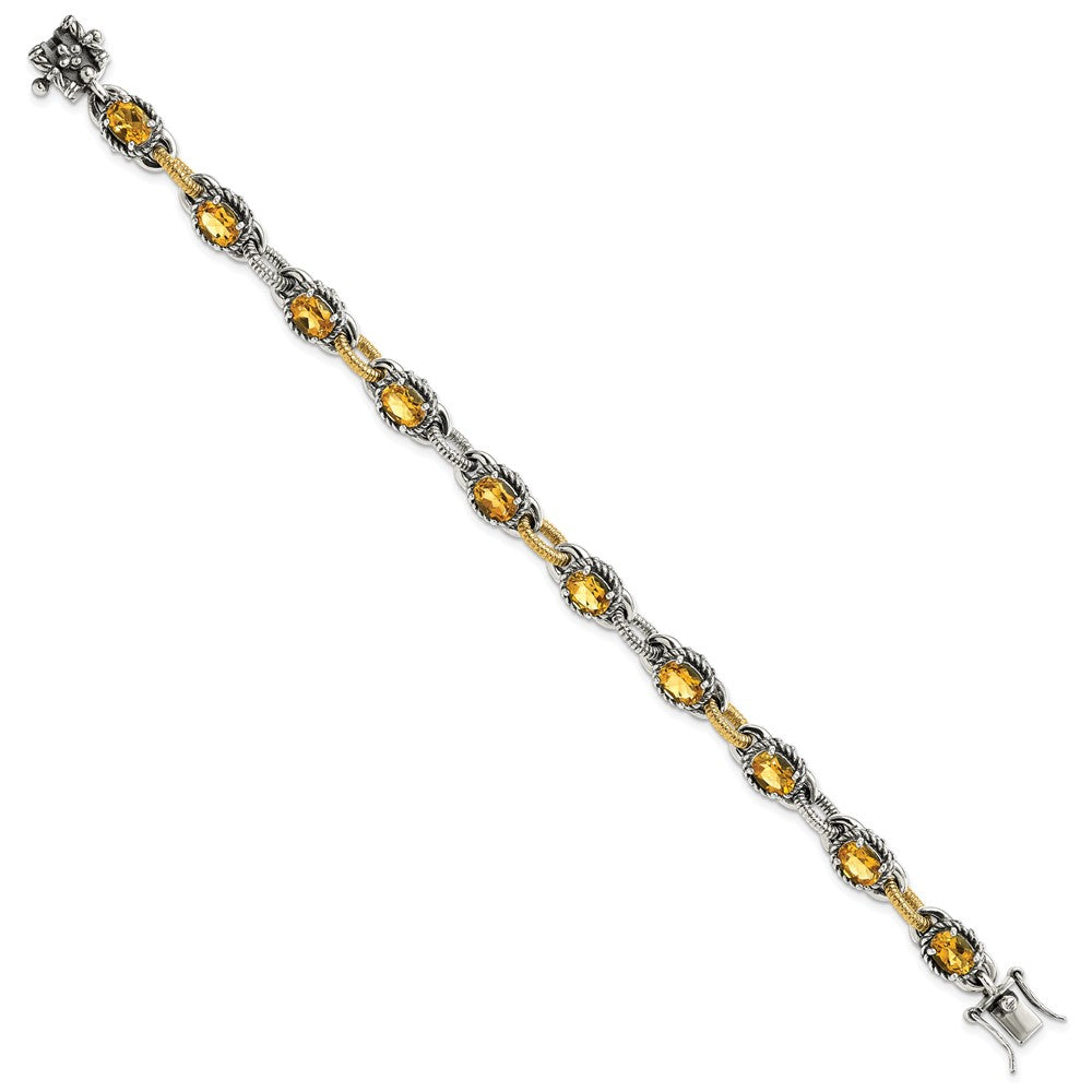 14K/silver Bicolor Sterlingsilber 14K Akzente Antikisiert Citrin Armband