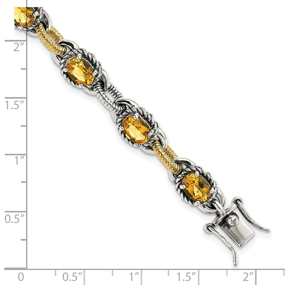 14K/silver Bicolor Sterlingsilber 14K Akzente Antikisiert Citrin Armband