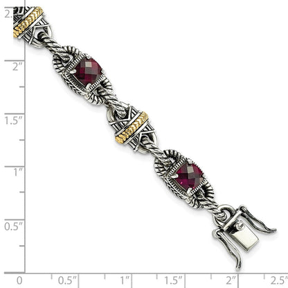 14K/silver Bicolor Sterlingsilber 14ky Akzente Rhodolith Granat Armband