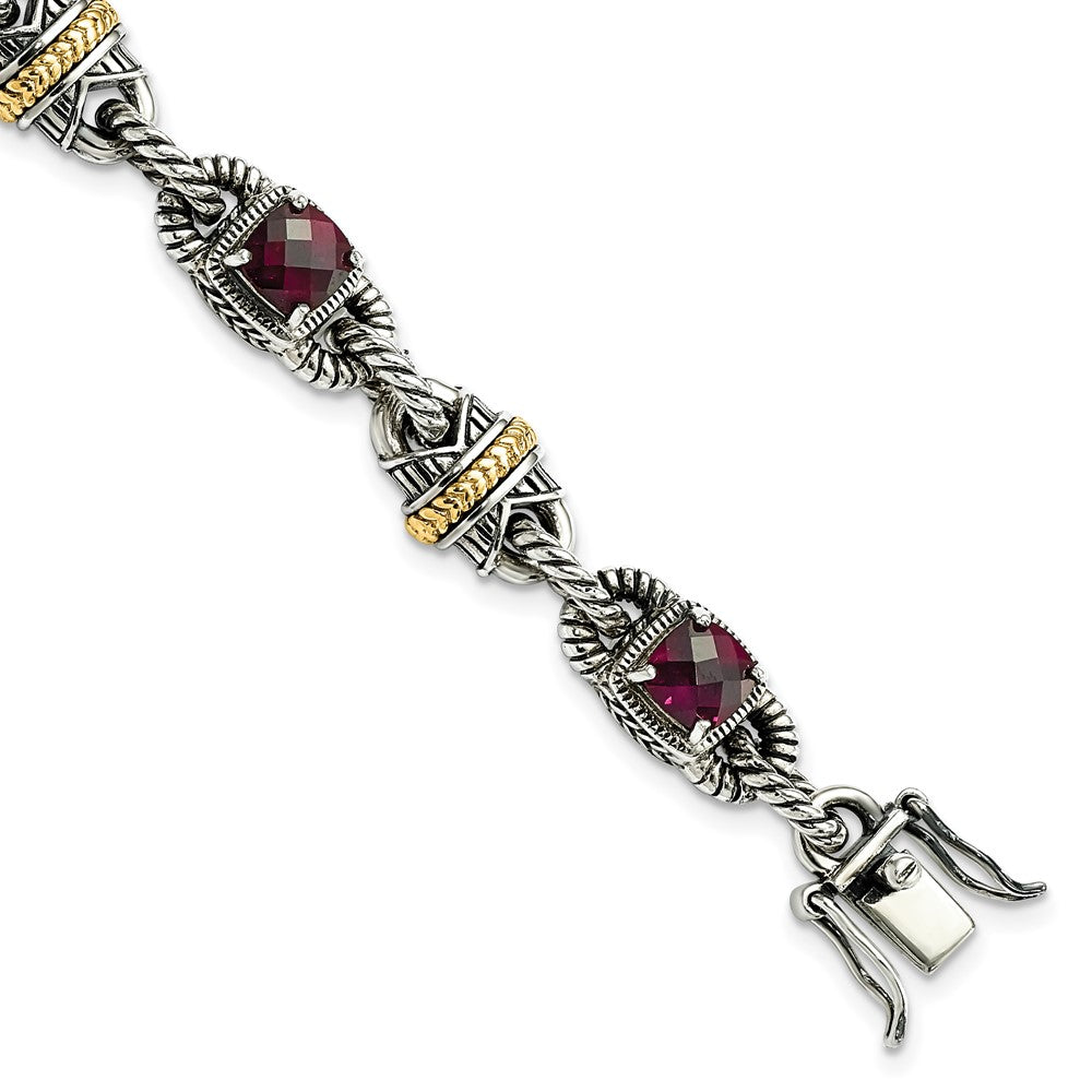 14K/silver Bicolor Sterlingsilber 14ky Akzente Rhodolith Granat Armband