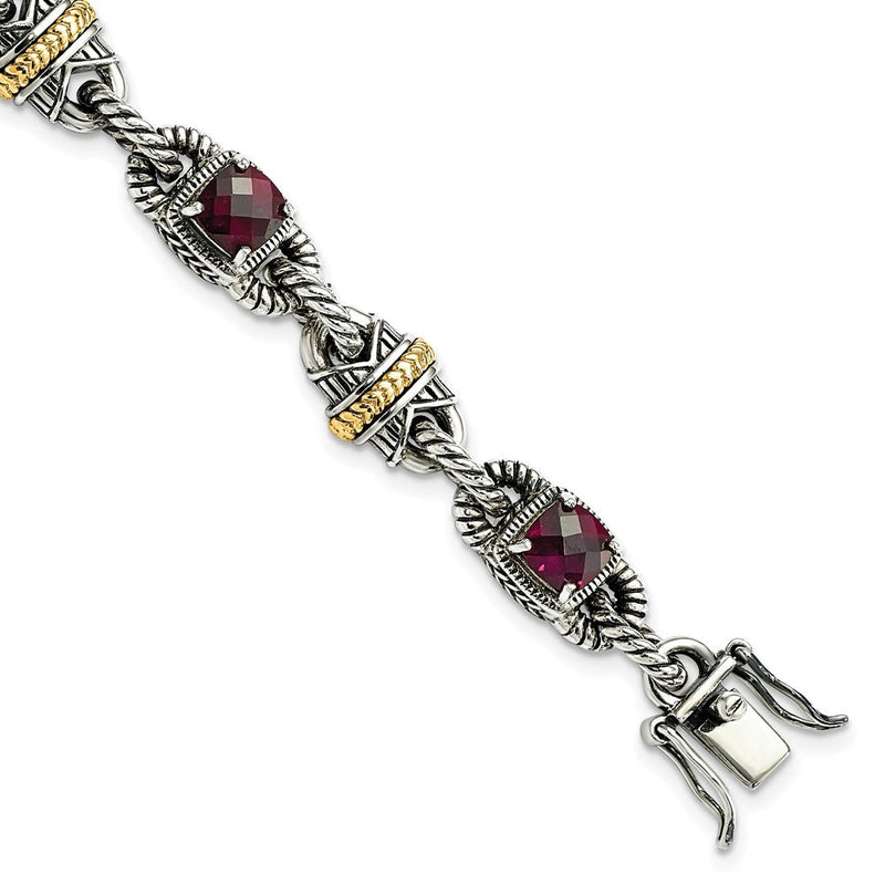14K/silver Bicolor Sterlingsilber 14ky Akzente Rhodolith Granat Armband