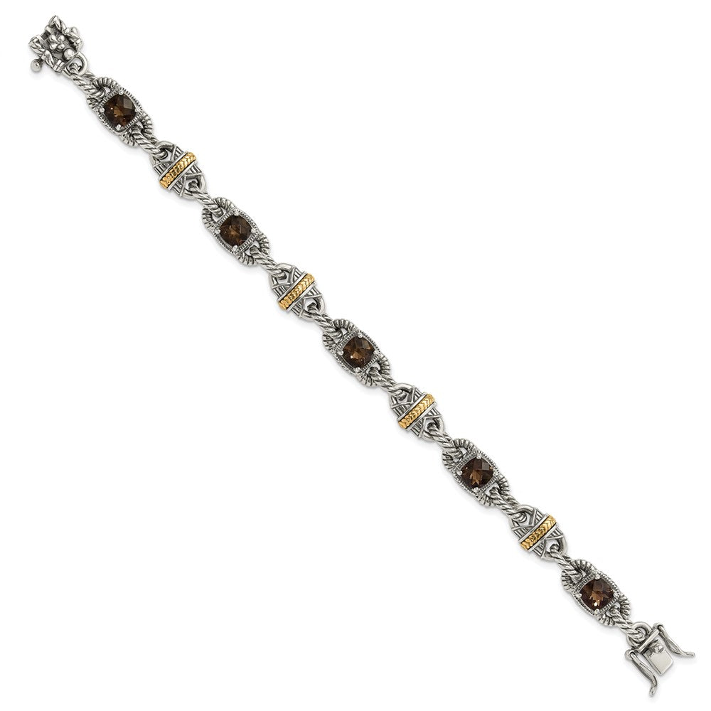 14K/silver Bicolor Sterlingsilber 14ky Akzente Poliert & Antikisiert Rauch Quarz Armband
