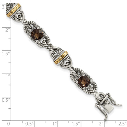 14K/silver Bicolor Sterlingsilber 14ky Akzente Poliert & Antikisiert Rauch Quarz Armband