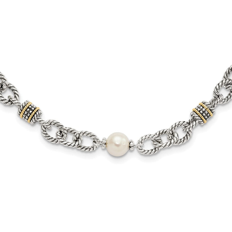 14K/silver Bicolor Shey Couture Sterlingsilber mit 14K Akzente 18.5 Zoll Antikisiert 8 8.5mm Süßwasser Zuchtperle Halskette