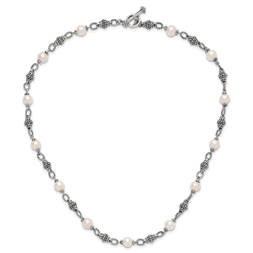 Sterlingsilber Shey Couture 20 Zoll Antikisiert 8 8.5mm Süßwasser Zuchtperle Halskette