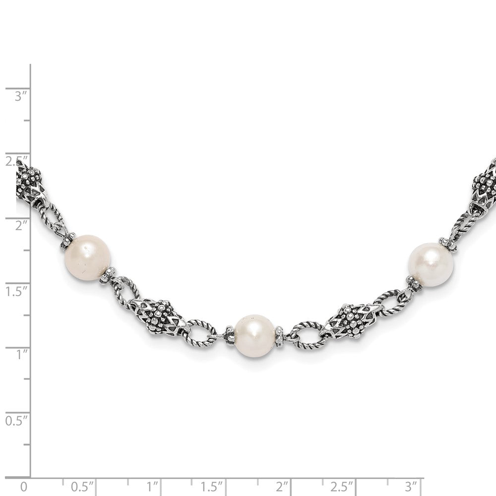 Sterlingsilber Shey Couture 20 Zoll Antikisiert 8 8.5mm Süßwasser Zuchtperle Halskette