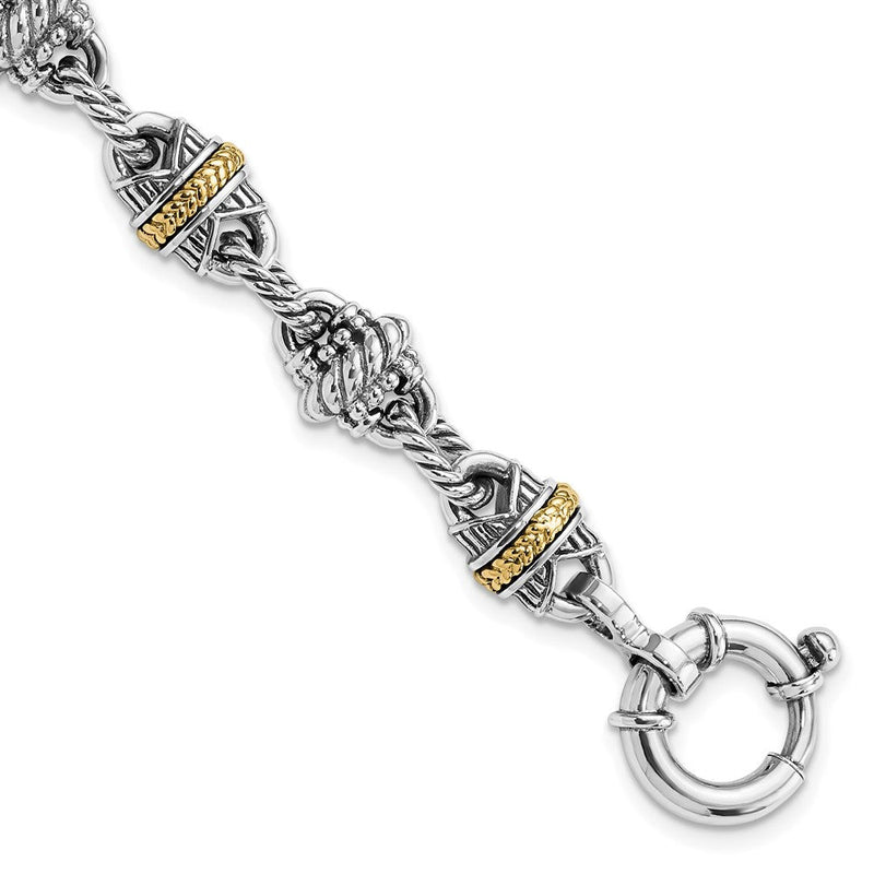 14K/silver Bicolor Sterlingsilber 14K Akzente Antikisiert Fantasieglieder Armband