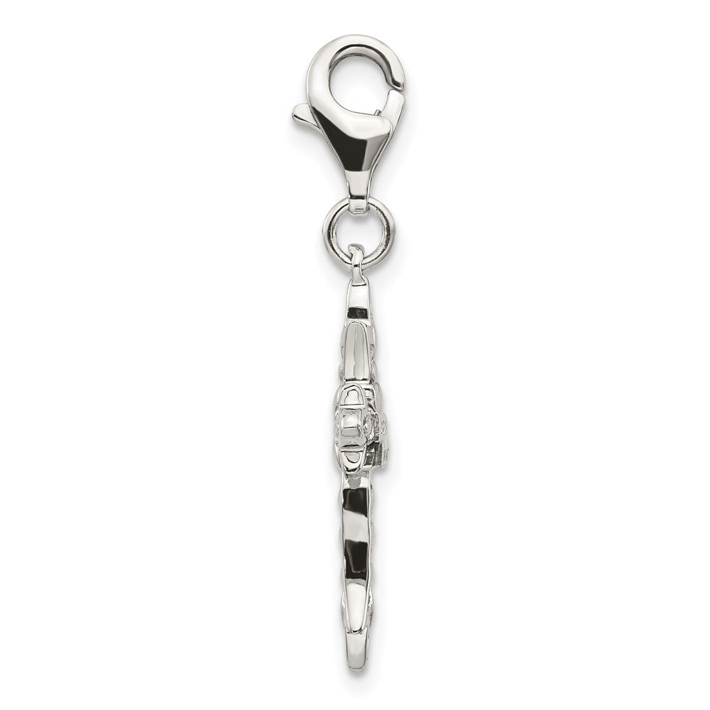 14K/silver Bicolor Shey Couture Sterlingsilber mit 14K Akzente Antikisiert 3 D Kreuz Karabinerverschluss Charm