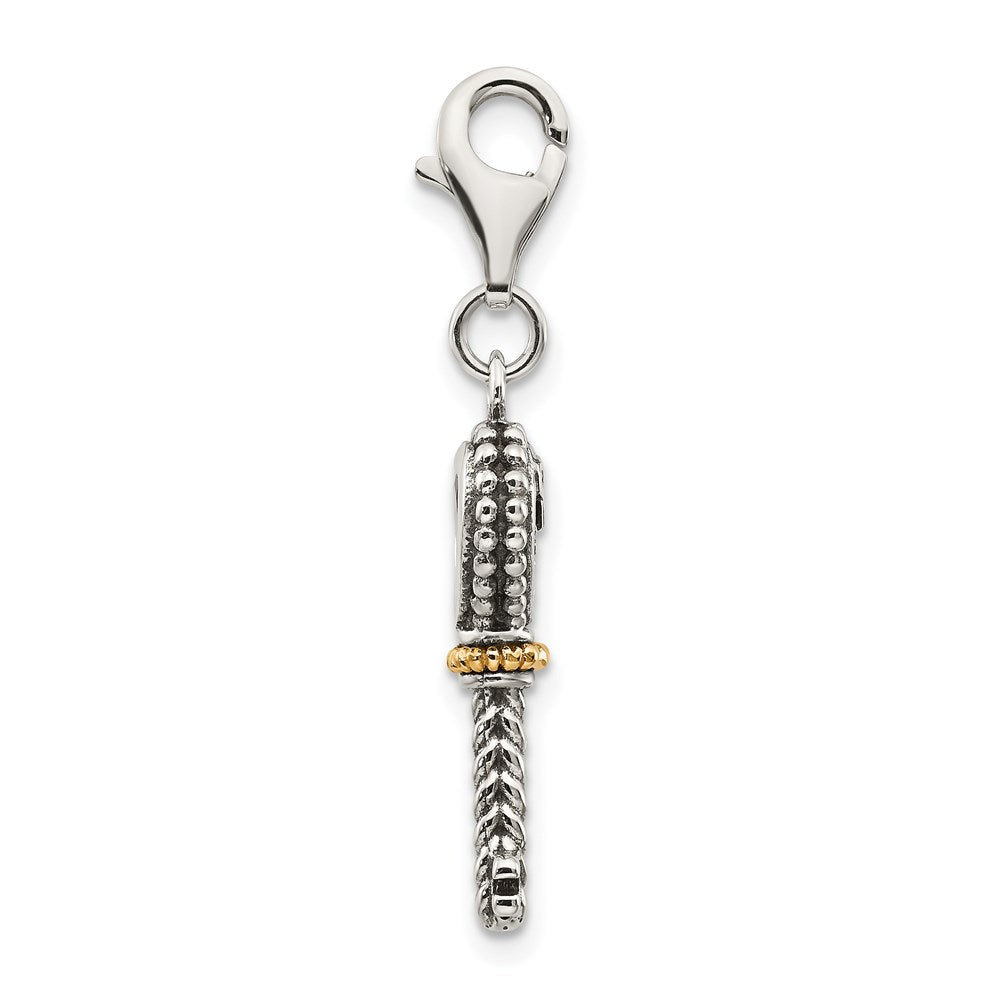 14K/silver Bicolor Shey Couture Sterlingsilber mit 14K Akzente Antikisiert Granat Key Karabinerverschluss Charm