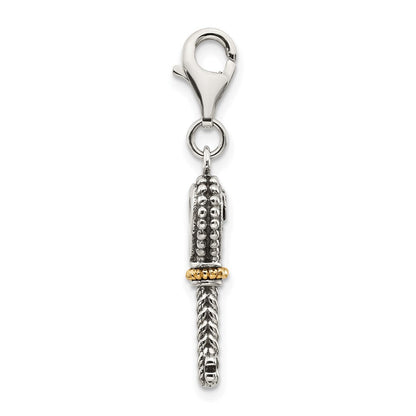 14K/silver Bicolor Shey Couture Sterlingsilber mit 14K Akzente Antikisiert Granat Key Karabinerverschluss Charm