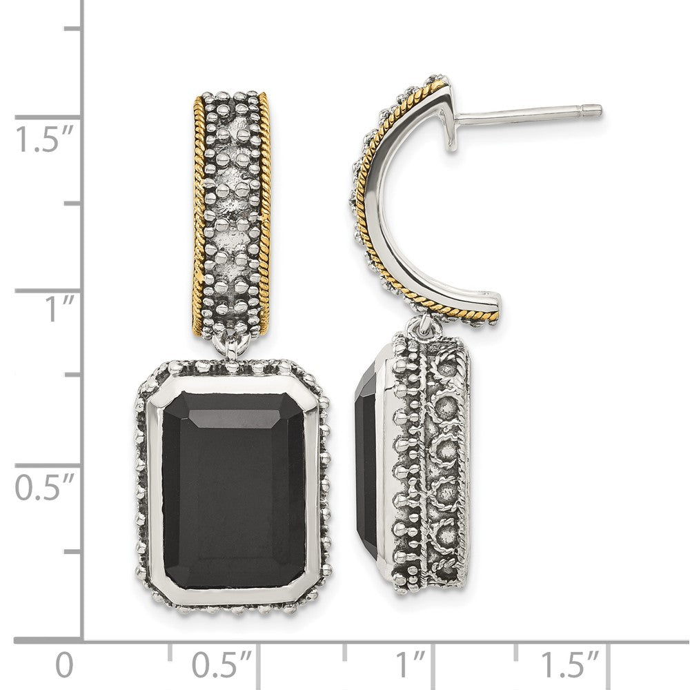 14K/silver Bicolor Sterlingsilber mit 14K Akzente Antikisiert Schwarz Onyx Ohrringe