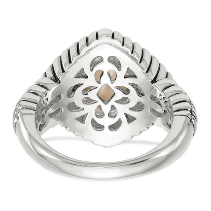 14K/silver Bicolor Shey Couture Sterlingsilber mit 14K Akzente Antikisiert Perlmutt Ring