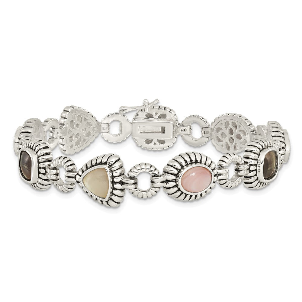 Sterlingsilber Shey Couture 7.75 Zoll Antikisiert Rosa/black/white Perlmutt Armband