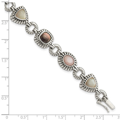 Sterlingsilber Shey Couture 7.75 Zoll Antikisiert Rosa/black/white Perlmutt Armband