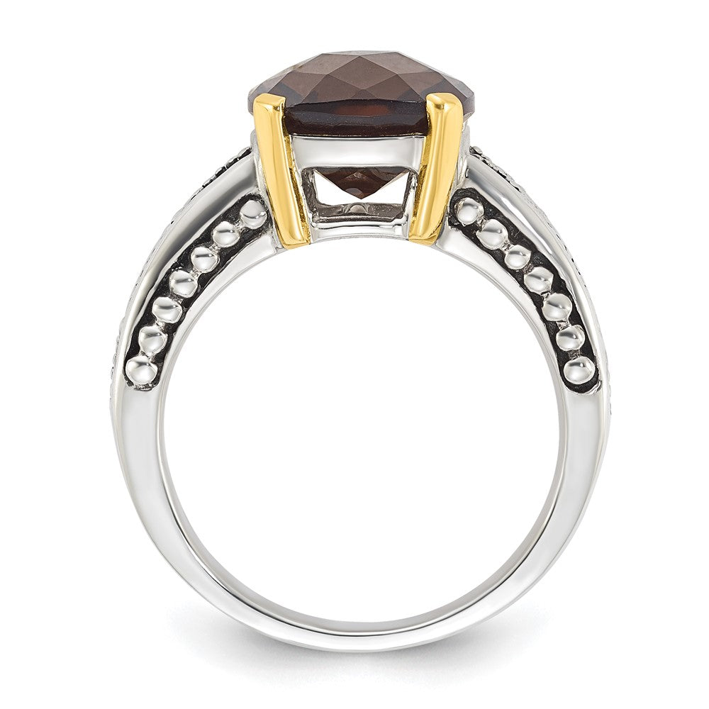 14K/silver Bicolor Sterlingsilber 14K Akzente Antikisiert Rauch Quarz Ring
