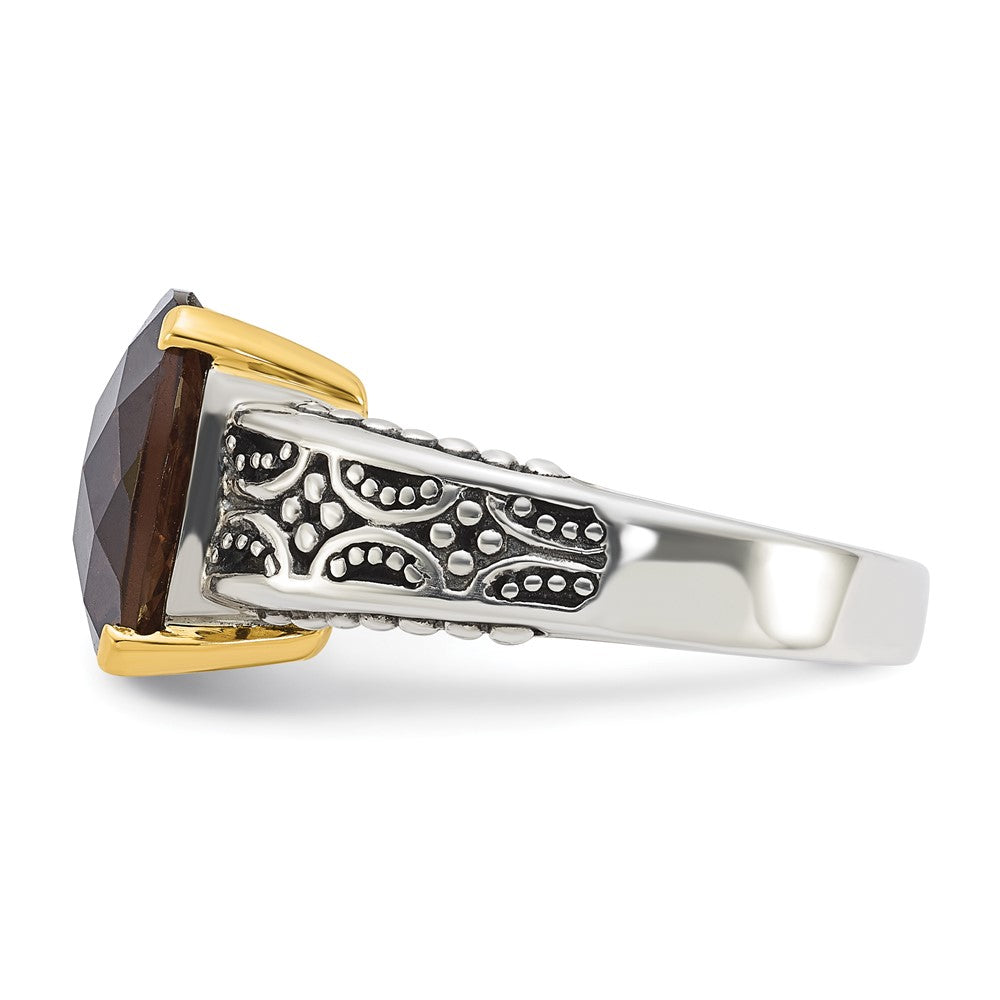 14K/silver Bicolor Sterlingsilber 14K Akzente Antikisiert Rauch Quarz Ring