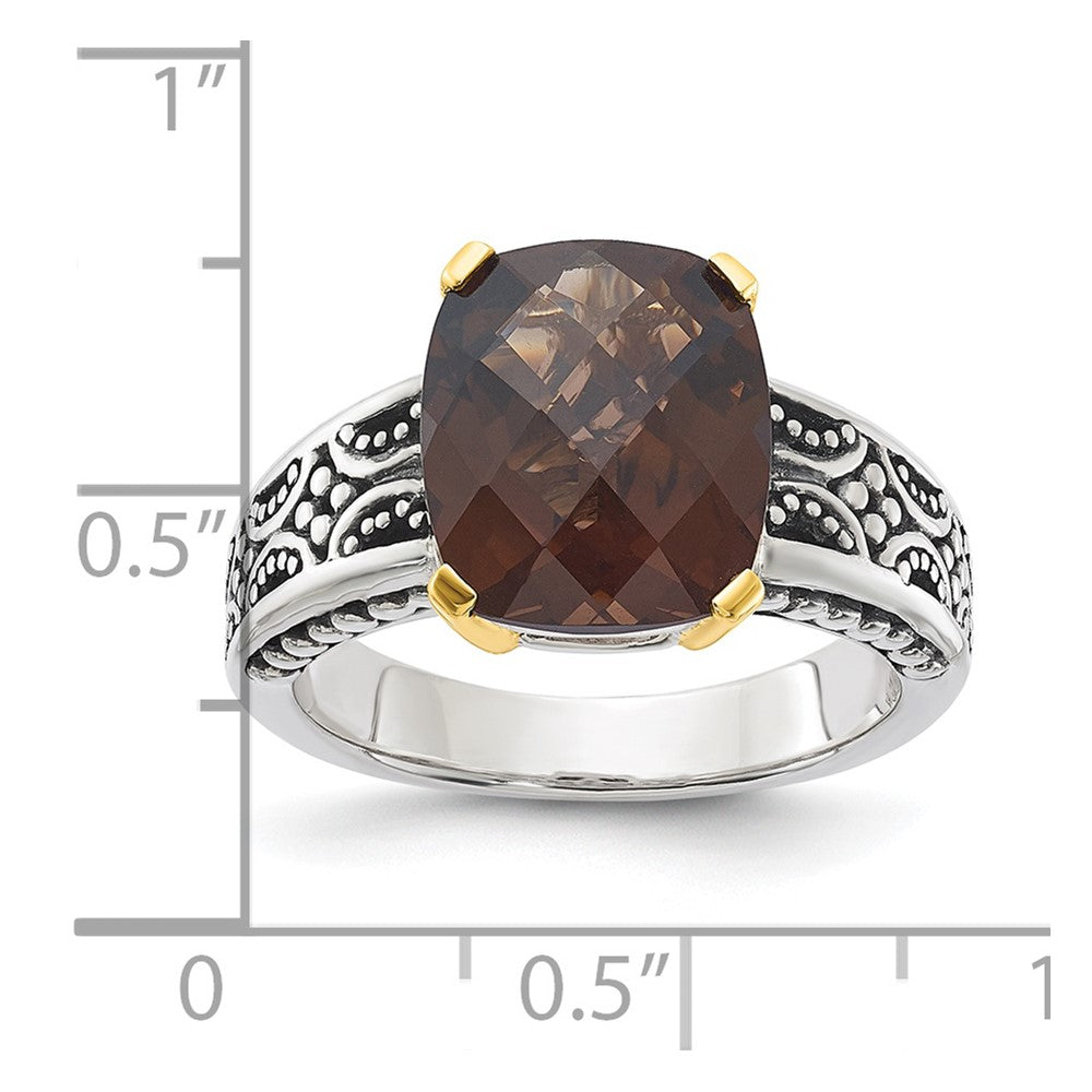 14K/silver Bicolor Sterlingsilber 14K Akzente Antikisiert Rauch Quarz Ring