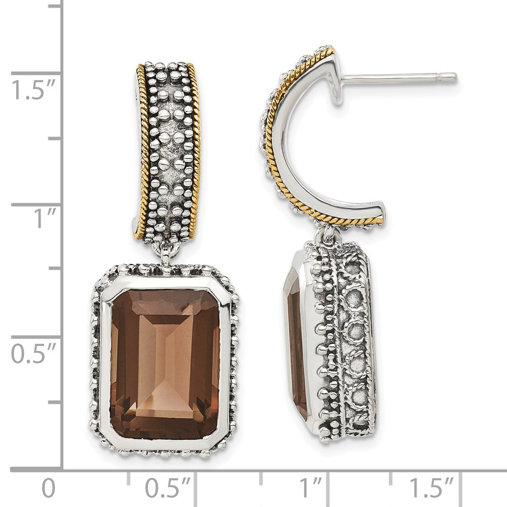 14K/silver Bicolor Sterlingsilber 14K Akzente Antikisiert Rauch Quarz Ohrringe