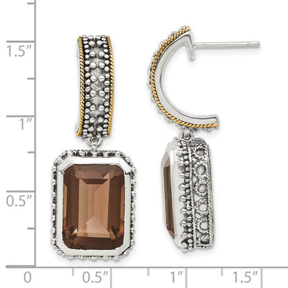 14K/silver Bicolor Sterlingsilber 14K Akzente Antikisiert Rauch Quarz Ohrringe