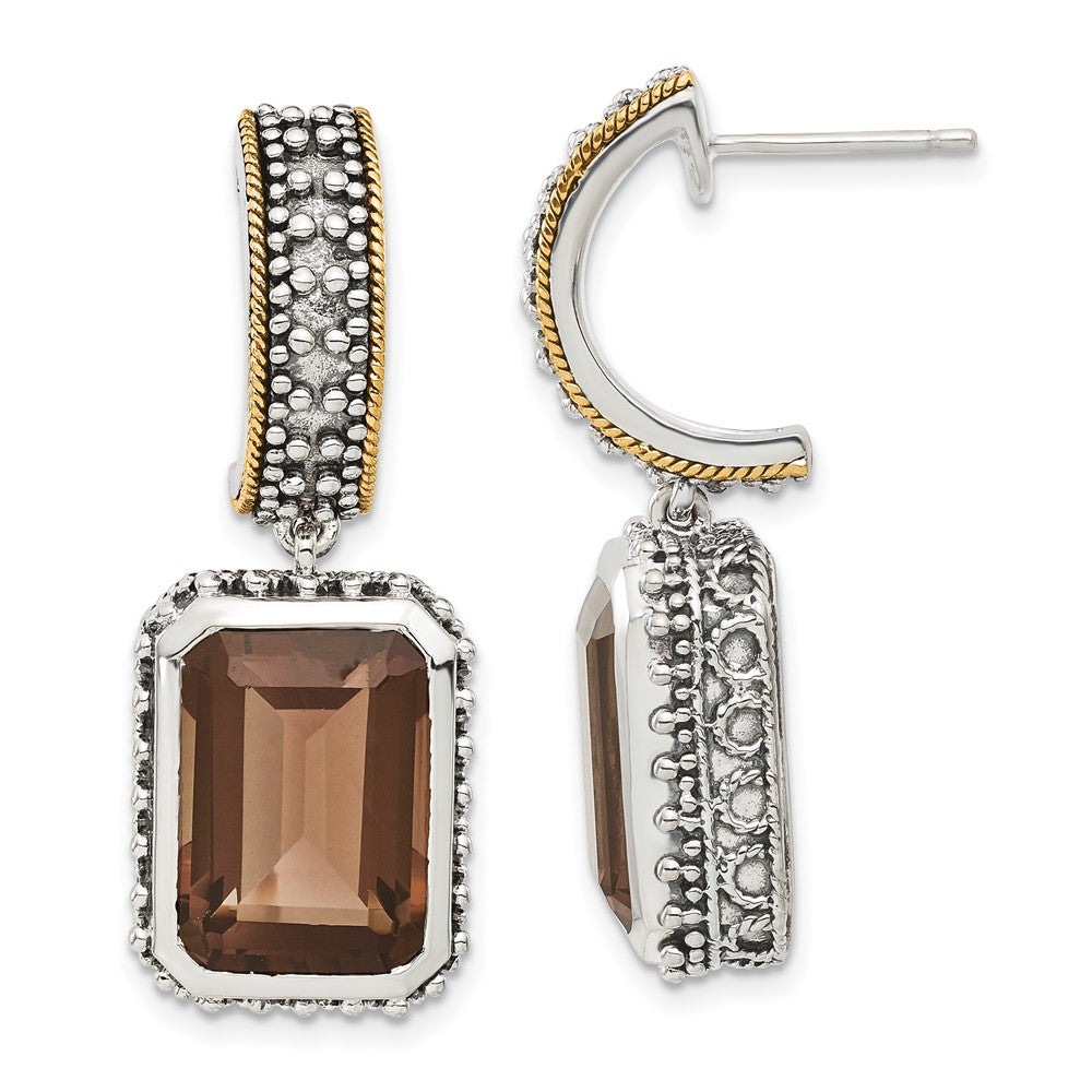 14K/silver Bicolor Sterlingsilber 14K Akzente Antikisiert Rauch Quarz Ohrringe
