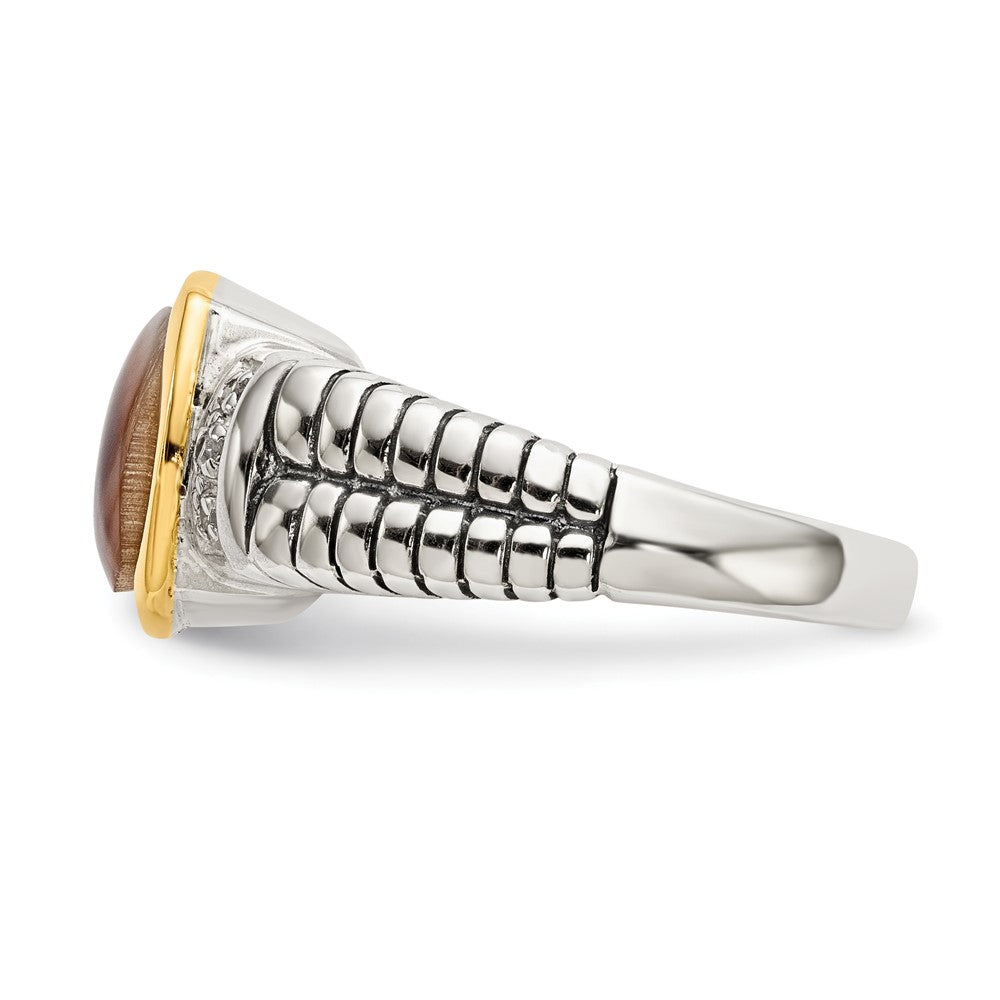14K/silver Bicolor Shey Couture Sterlingsilber mit 14K Akzente Antikisiert Schwarz Perlmutt und Diamant Ring