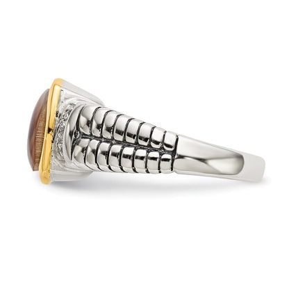 14K/silver Bicolor Shey Couture Sterlingsilber mit 14K Akzente Antikisiert Schwarz Perlmutt und Diamant Ring
