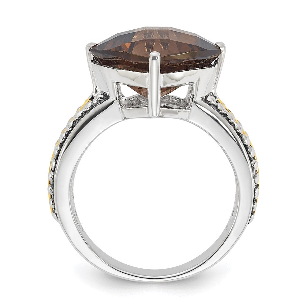 14K/silver Bicolor Sterlingsilber 14K Akzente Antikisiert Rauch Quarz Ring