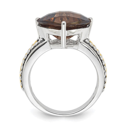 14K/silver Bicolor Sterlingsilber 14K Akzente Antikisiert Rauch Quarz Ring