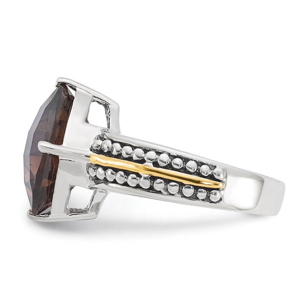14K/silver Bicolor Sterlingsilber 14K Akzente Antikisiert Rauch Quarz Ring