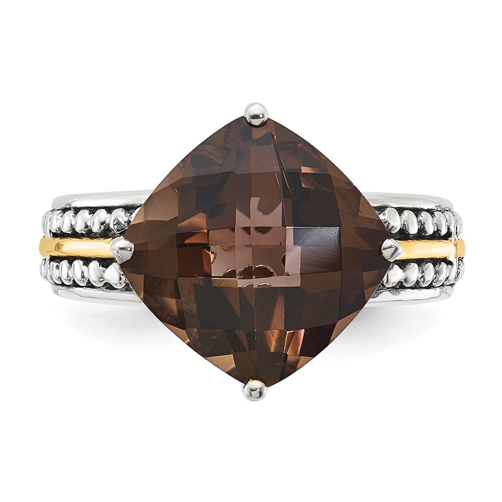 14K/silver Bicolor Sterlingsilber 14K Akzente Antikisiert Rauch Quarz Ring