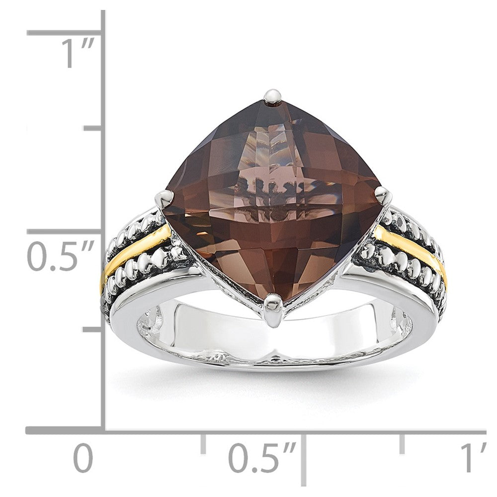 14K/silver Bicolor Sterlingsilber 14K Akzente Antikisiert Rauch Quarz Ring