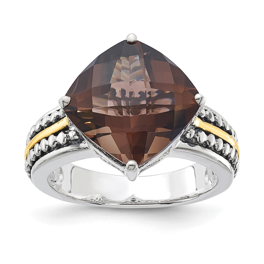 14K/silver Bicolor Sterlingsilber 14K Akzente Antikisiert Rauch Quarz Ring