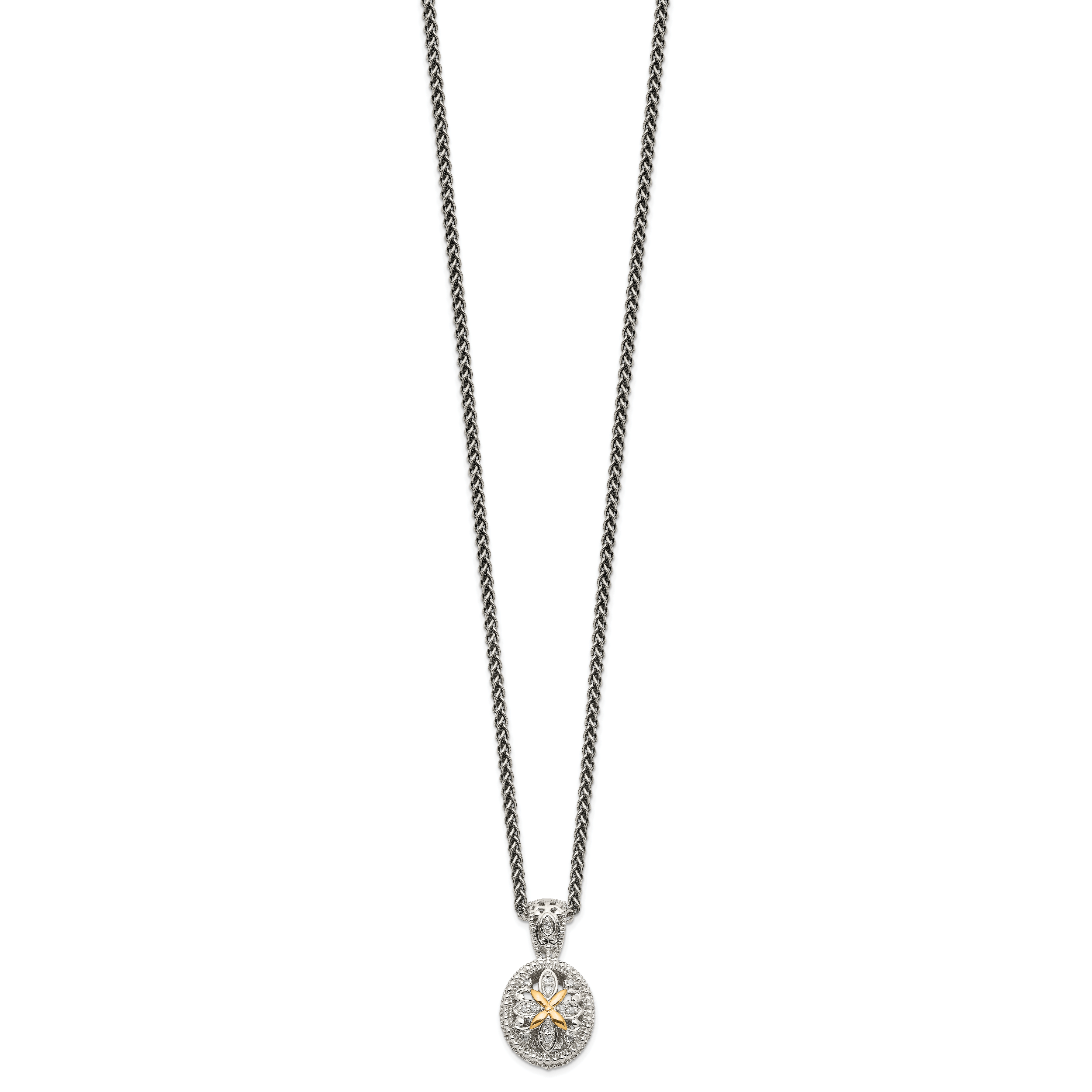 14K/silver Bicolor Shey Couture Sterlingsilber Antikisiert mit 14K Akzente 18 Zoll Diamant Halskette