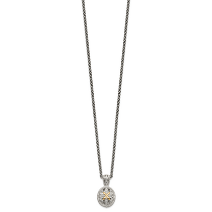 14K/silver Bicolor Shey Couture Sterlingsilber Antikisiert mit 14K Akzente 18 Zoll Diamant Halskette